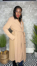 Load image into Gallery viewer, Willow, Trench Coat with Back Sheer Pleats Midi Jacket w/ belt
