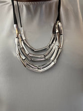 Load image into Gallery viewer, Bold Silver Tone Multi Layer Statement Necklace