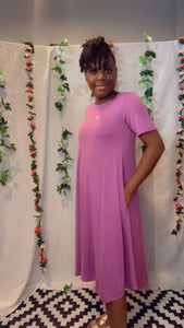 Leah, Short Sleeve Soft Rayon Dress with Pockets