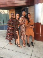 Load image into Gallery viewer, Niyana, Crew Neck Puff Long Slv Plaid Print Dress w/ Slit