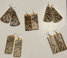 Load image into Gallery viewer, Cut Out Zebra Motif Painted Wood Earrings - Exclusive