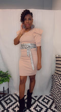 Load image into Gallery viewer, Amour, Gathered Short Sleeve Fitted Rib Dress