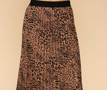 Load image into Gallery viewer, Gigi, Elastic Waist Pleated Animal Print Midi Skirt