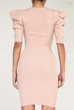 Load image into Gallery viewer, Amour, Gathered Short Sleeve Fitted Rib Dress