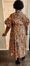 Load image into Gallery viewer, Leo, Puff Sleeve Button Front Leopard Print Dress w/ Pockets