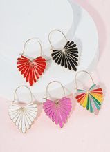 Load image into Gallery viewer, Heart-Shaped Enamel Hoop Earring- WHITE