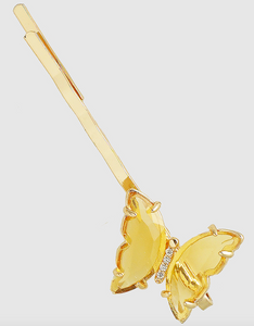 Crystal Butterfly Gold Tone Hair Pins Set of Two