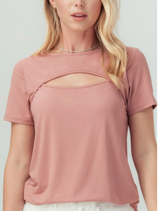 Short Sleeve Cut Out Knit Top