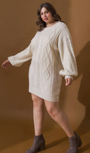 Load image into Gallery viewer, Bri, Long Sleeve Cable Knit Sweater Dress - Plus