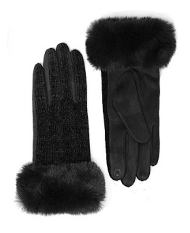 Faux Fur Trim Soft Touch Gloves