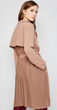 Load image into Gallery viewer, Willow, Trench Coat with Back Sheer Pleats Midi Jacket w/ belt