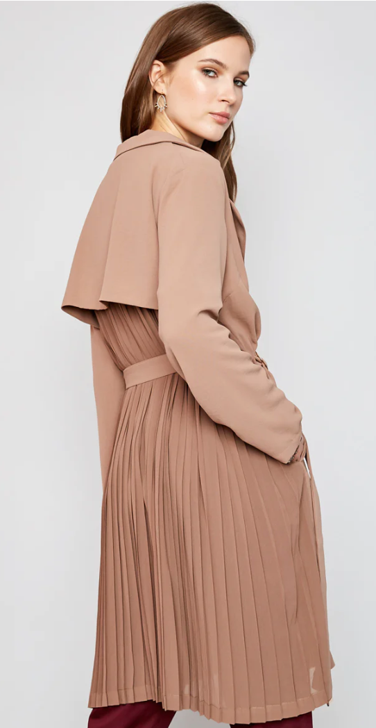 Long Trench Coat for Women Pleated Trench Coat Dress
