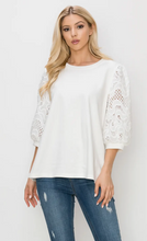 Load image into Gallery viewer, Ruth, Ponte Knit Top with Lace Sleeve