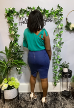 Load image into Gallery viewer, Lace up Denim Pencil Skirt