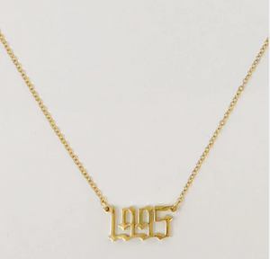 Birth Year, Date Gold Plated Necklace