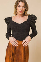 Load image into Gallery viewer, Nia, Ribbed Metallic Puff Long Sleeve Sweater