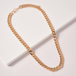 Metal Curb Chain Linked Short Necklace