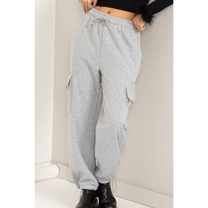 Hey Girl, Brushed French Terry Cargo Sweat Pants