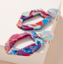Load image into Gallery viewer, Marbled Acetate Dangling Pierced Earrings