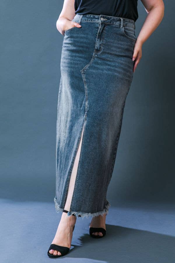Update more than 207 denim skirt with slit latest