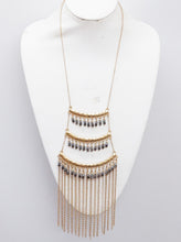 Load image into Gallery viewer, Stylish LeNese Glass Beads and Antique Gold Metal Tassel Necklace Jewelry Set